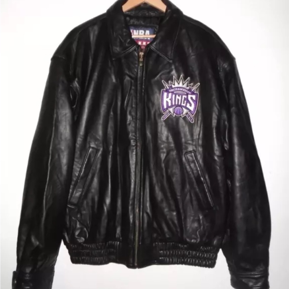 Sacramento Kings Leather Bomber Jacket VTG Carl Banks G-III NBA Mens RARE NEW XL
